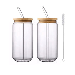 Glass Cup With Lid and Straw