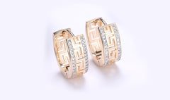14K Gold Plated Micro-Lining Greek Design Earrings ITALY Design