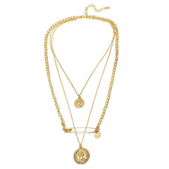 3 Piece Coin and Pin 18K Gold Plated Necklace in 18K Gold Plated ITALY Design