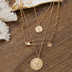 3 Piece Coin and Pin 18K Gold Plated Necklace in 18K Gold Plated ITALY Design